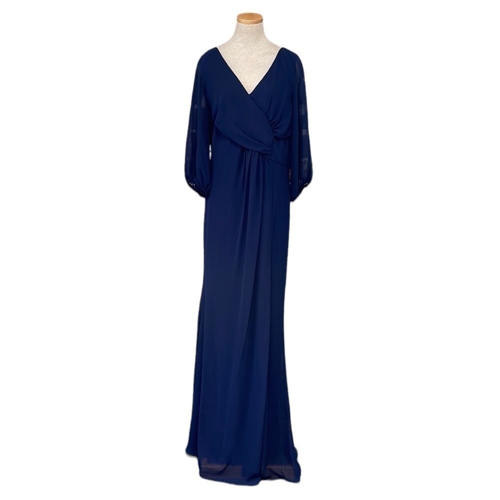 Miss Cristina USA Dress Maxi Long Sleeve Formal Prom Blue Flowy Size 2XL XXL